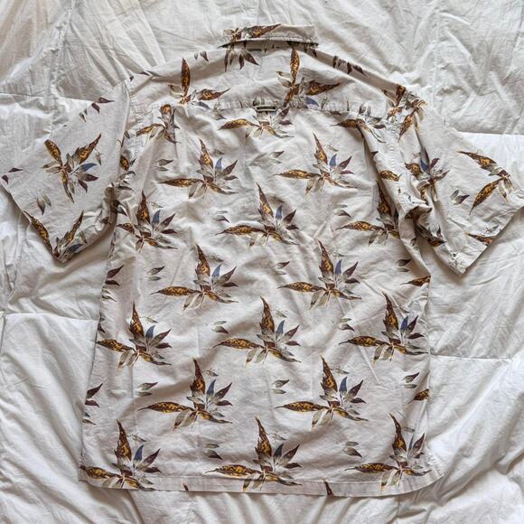 bay creek Vintage ivory hawaiian button up shirt tropical print cotton sz XL - Picture 5 of 8